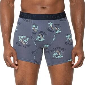 Lucky Brand 3 Pack Men Stretch Cotton Boxer Briefs with Fly Pouch Sz XL Blue NEW